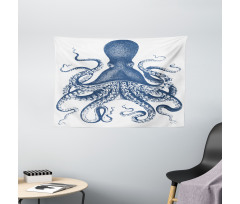 Grunge Sea Creature Wide Tapestry
