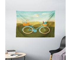 Camping Picnic Themed Bike Wide Tapestry