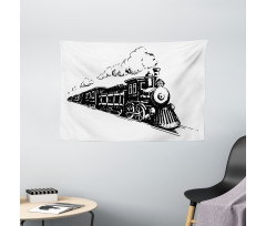 Retro Steam Locomotive Wide Tapestry