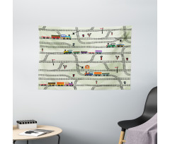 Roads Trains Locomotives Wide Tapestry