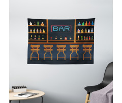 Bar Chairs Cocktail Bottles Wide Tapestry