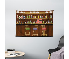 Nightclub Pub Alcohol Bottles Wide Tapestry