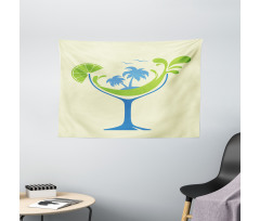 Cocktail Beach Bar with Glass Wide Tapestry