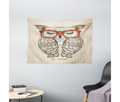 Owl with Be Smart Lettering Wide Tapestry