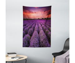 Lavender Field Sunset Tapestry