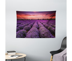 Lavender Field Sunset Wide Tapestry