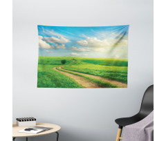 Grassy Hill Sky Pathway Wide Tapestry