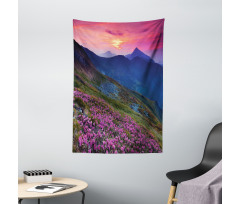 Floral Mountains Dusk Tapestry