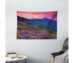 Floral Mountains Dusk Wide Tapestry