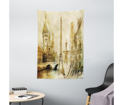 Vintage Style Landmarks Photo Tapestry