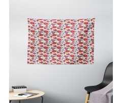 Summer Season Bees Flowers Wide Tapestry