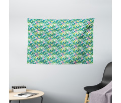 Fern and Monstera Leaves Wide Tapestry