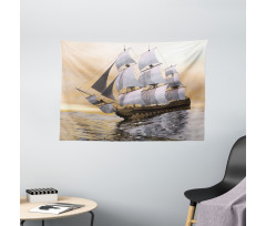 Ship Sailing on Ocean Wide Tapestry