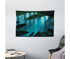 Lush Forest Leaves Wide Tapestry