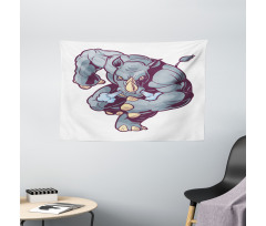 Anthropomorphic Mascot Run Wide Tapestry