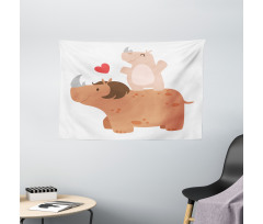 Mother and Calf with Heart Wide Tapestry