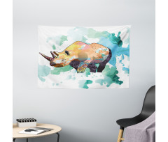 Watercolor Animal Wilderness Wide Tapestry