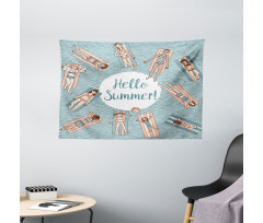 Girls and Woman Pool Wide Tapestry