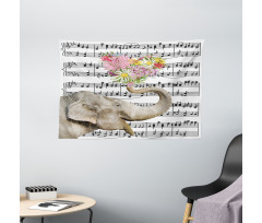 Floral Trunk Music Notes Wide Tapestry