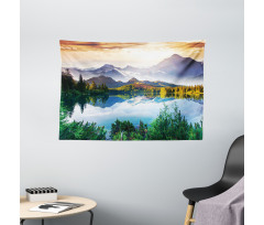 Winter Mountains Morning Wide Tapestry