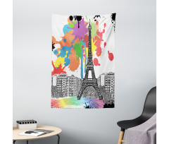 Splashing Spots Eiffel Tower Tapestry