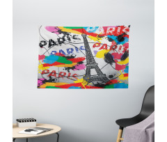 Contemporary Eiffel Tower Art Wide Tapestry