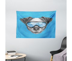 Skiing Cool Doggie Wide Tapestry