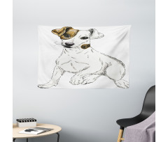 Graphic Puppy Portrait Wide Tapestry