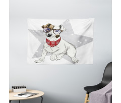 Sketch Style Terrier Wide Tapestry