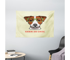 Dog in Smart Glasses Wide Tapestry