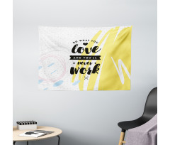 Retro Memphis Pattern Phrase Wide Tapestry