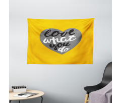 Greyscale Heart on Yellow Wide Tapestry