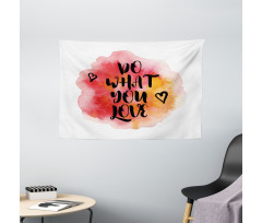 Hearts with Grunge Message Wide Tapestry