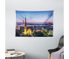 Famous Landmark Theme Wide Tapestry