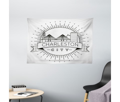 Minimal City Skyline Wide Tapestry