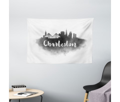 Smoky Style City Skyline Wide Tapestry