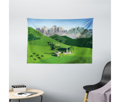 Alpine Mountains Meadow Wide Tapestry