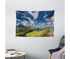 View of the Swiss Alps Wide Tapestry