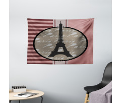 Vintage Eiffel Silhouette Wide Tapestry