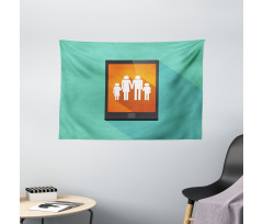 Cartoon Family Silhouette Wide Tapestry