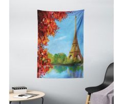 Autumn Eiffel Tower Painting Tapestry