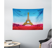 Abstract Grass Eiffel Tower Wide Tapestry