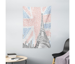 Eiffel Tower on Union Jack Tapestry