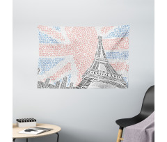 Eiffel Tower on Union Jack Wide Tapestry