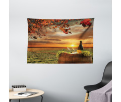 Tuscany Land Rural Field View Wide Tapestry
