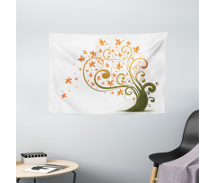 Abstract Autumn Tree Ornament Wide Tapestry