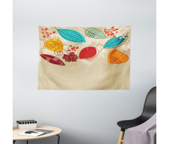 Autumn Inspired Botanical Art Wide Tapestry