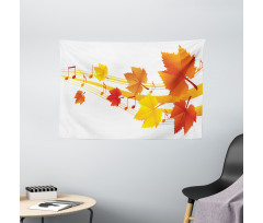 Dried Leaves Musical Notes Wide Tapestry