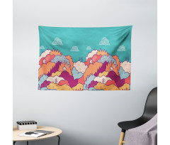 Fall Landscape Swirling Clouds Wide Tapestry