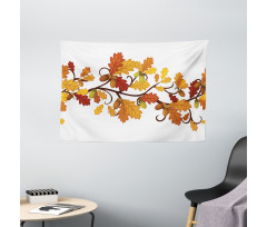 Autumn Oak Leaves and Acorns Wide Tapestry